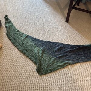 Green to Teal Ombre Knit Wrap Scarf